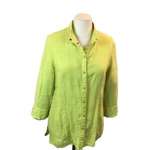 Womens Cotton/Linen Lime Button-Up Jacket S/M